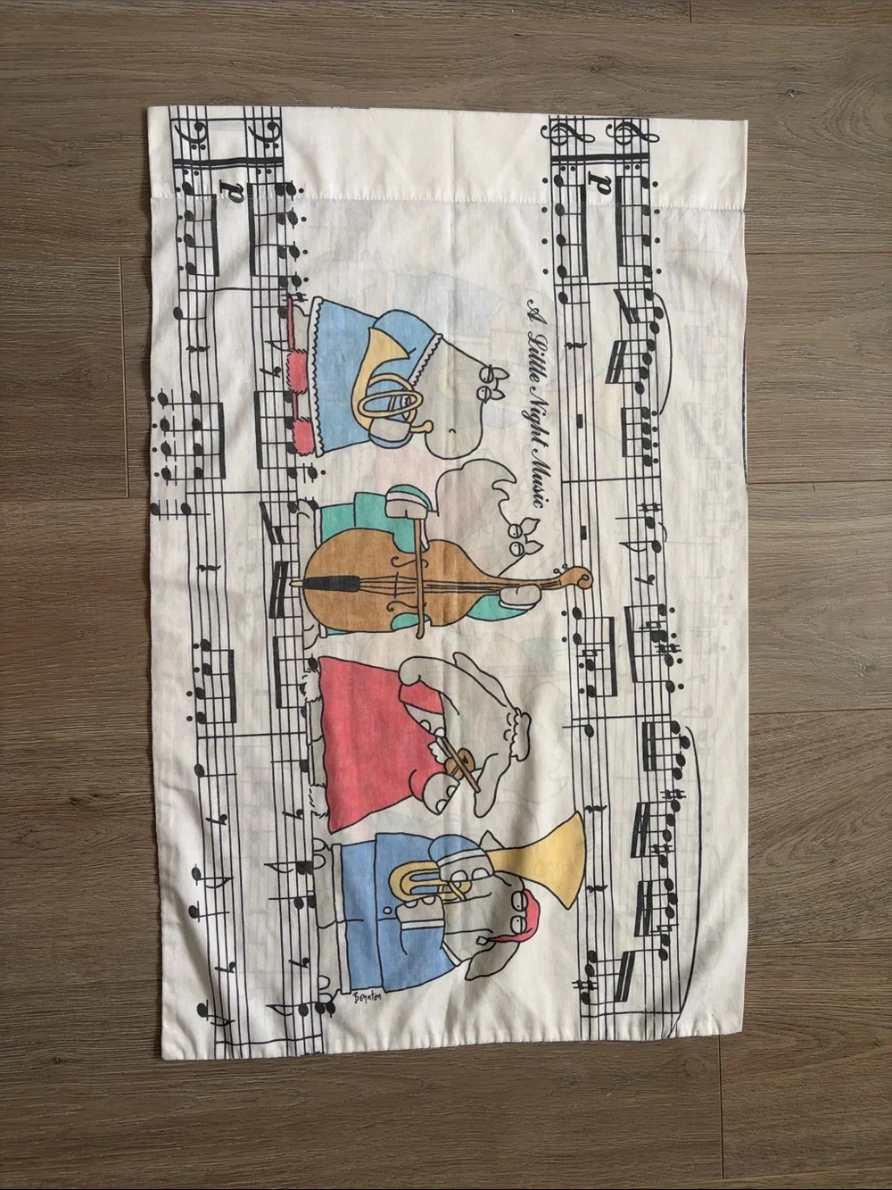 Vintage Sandra Boynton Pillow Case Orchestra Print